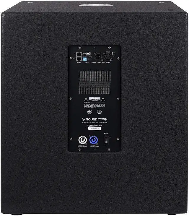 Alt view image 6 of 7 - Sound Town CARME Series Powered PA Speaker and Subwoofer Combo Set with One 15 PA Speaker, One 18 Subwoofer, One Subwoofer Pole, Black