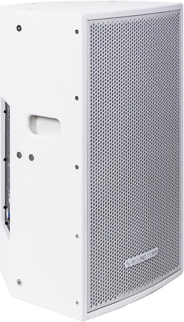Alt view image 2 of 7 - Sound Town CARME Series Powered PA Speaker and Subwoofer Combo Set with One 12” PA Speaker, One 15” Subwoofer, One Subwoofer Pole, White