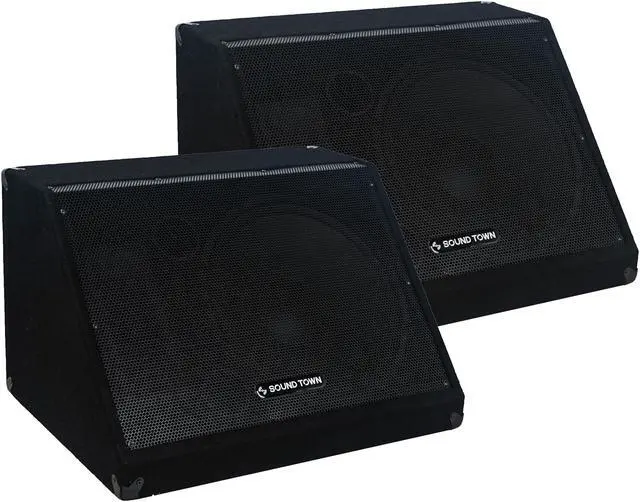 Main image of Sound Town 2-Pack 15" 1200W Passive DJ PA Stage Floor Monitor Speakers with Compression Driver for Live Sound, Bar, Church (METIS-15M-PAIR)