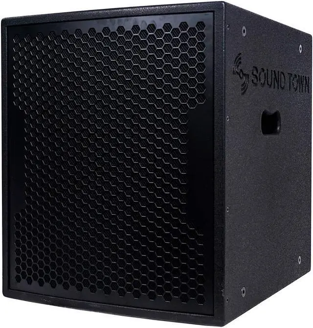Alt view image 3 of 8 - Sound Town 1600 Watts 15” Powered Subwoofer with 2 Speaker Outputs, Plywood Enclosure and 2 Wheels, Black (CARPO-15SPW)