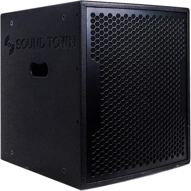 Main image of Sound Town 1600 Watts 15” Powered Subwoofer with 2 Speaker Outputs, Plywood Enclosure and 2 Wheels, Black (CARPO-15SPW)