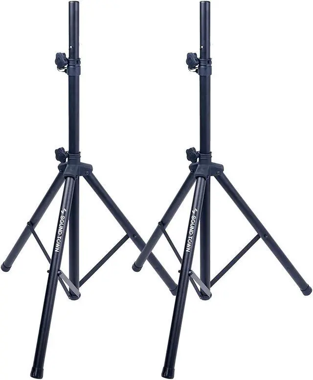 Main image of Sound Town 2-Pack Universal Tripod Speaker Stands with Adjustable Height, 35mm Compatible Insert, Locking Knob and Shaft Pin, Black (STSD-71B-PAIR)