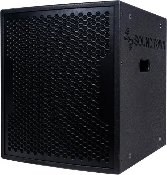 Alt view image 4 of 9 - Sound Town 2-Pack 15" 3200 Watts Powered PA DJ Subwoofers with Speaker Outputs, Plywood Enclosure and Wheels, Black (CARPO-15SPW-PAIR)