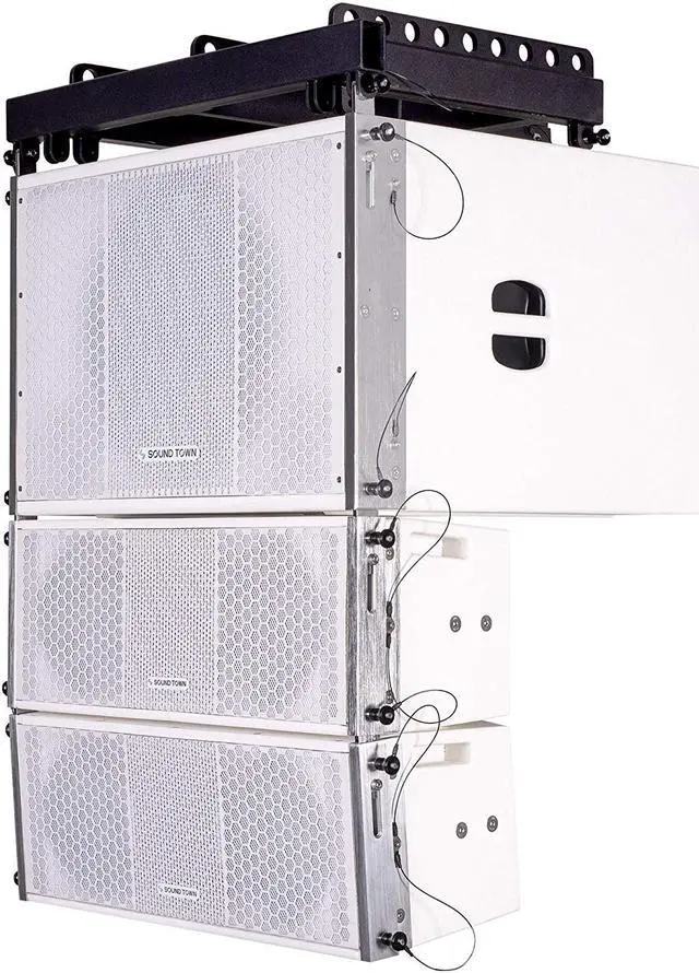 Main image of Sound Town ZETHUS Series Line Array Speaker System with One 15-inch Powered Line Array Subwoofer, Two Compact 2 X 8-inch Line Array Speakers, White
