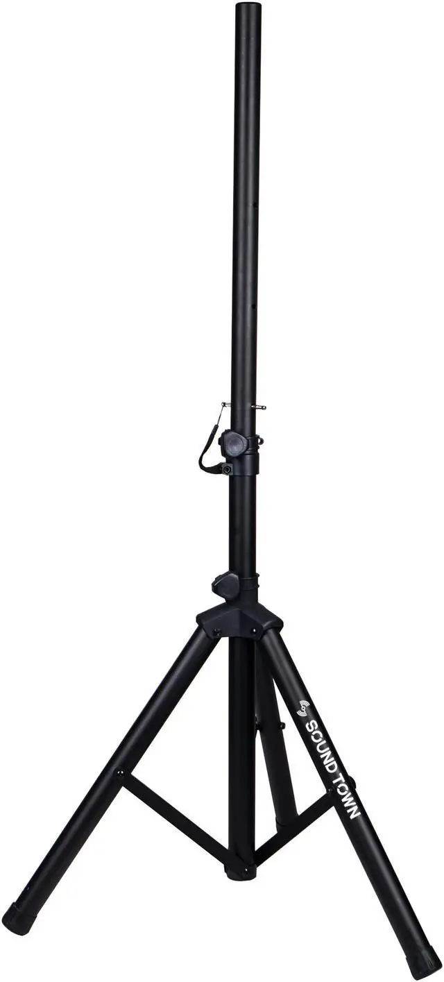 Alt view image 3 of 7 - Sound Town 2-Pack Universal Tripod Speaker Stands with Adjustable Height, 35mm Compatible Insert, Locking Knob and Shaft Pin, Black (STSD-48B-PAIR)