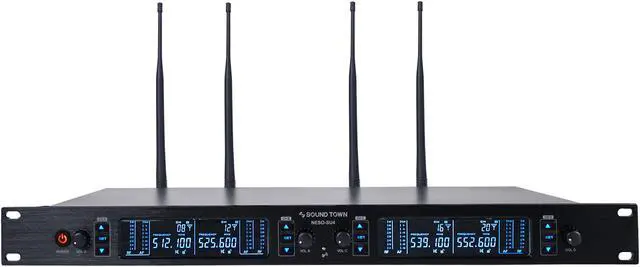 Alt view image 2 of 4 - Sound Town 200 Channels Metal UHF Wireless Microphone System with Rack Mountable Metal Receiver and 4 Handheld Mics, for Church, School, Outdoor Wedding, Meeting, Party and Karaoke