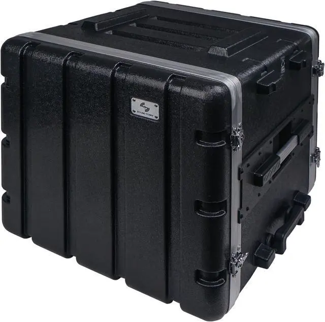Alt view image 2 of 14 - Sound Town Lightweight 10U PA DJ Rack/Road Case with 9U Rack Space, ABS Construction, 19 Depth, Retractable Handle, Wheels and Heavy-Duty Latches (STRC-A10UT)