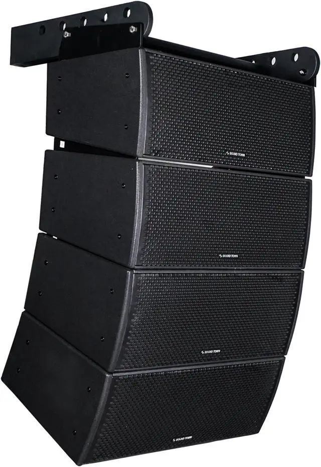 Main image of Sound Town All-Weather 4 x Dual 8 Water-Resistant Passive Line Array System with 3 Titanium Compression Drivers, Full Range/Bi-amp Switchable, Black (ZETHUS-IP208X4)