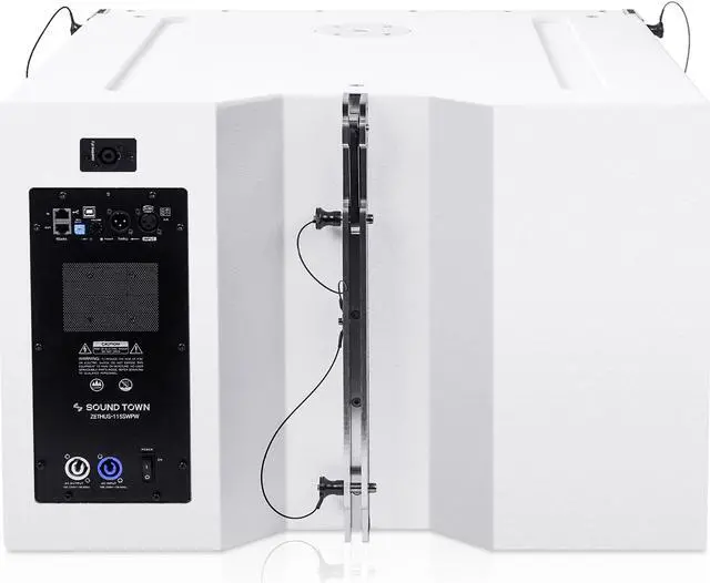 Alt view image 6 of 14 - Sound Town ZETHUS Series Line Array Speaker System with One 15-inch Powered Line Array Subwoofer, Two Compact 2 X 8-inch Line Array Speakers, White