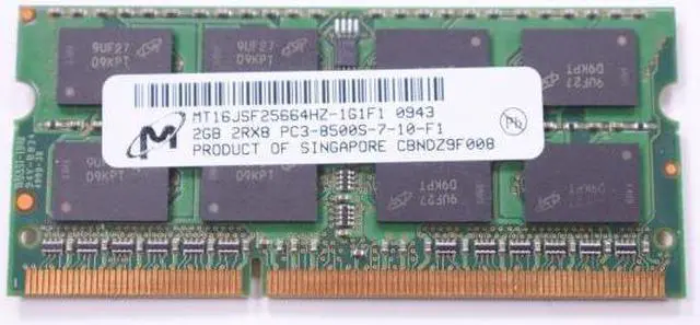 Alt view image 3 of 6 - Micron MT16JSF25664HZ-1G1F1 2 GB Memory Module - PC3-8500 2Rx8 - 1066 MHz - SO DDR3