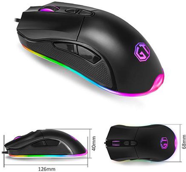 Alt view image 4 of 6 - Delux M626 Wired Gaming Mouse 5000-10000 DPI 6600 FPS 7 Buttons RGB Gaming Mice For PC Laptop PUBG Fortnite LOL Game Player