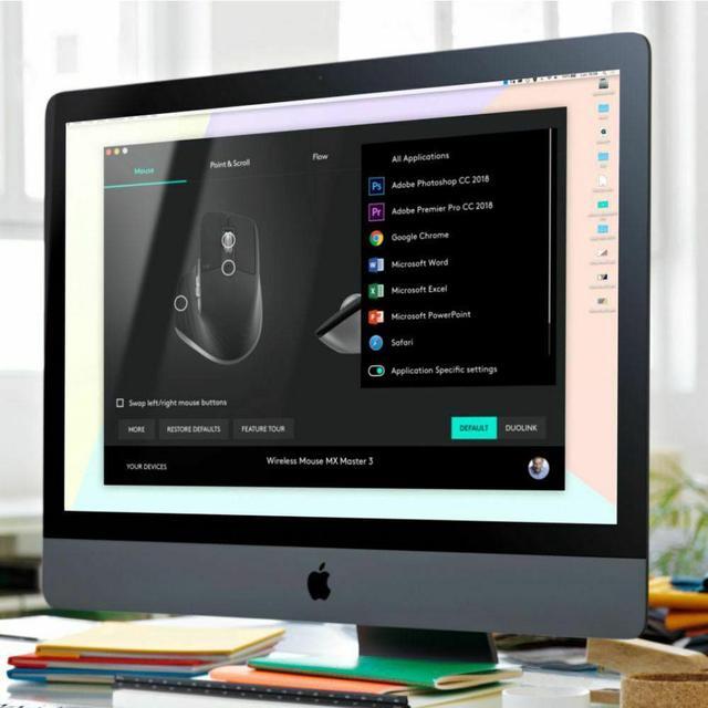 Alt view image 7 of 20 - Logitech MX Master 3 – Advanced Wireless Mouse for Mac, Ultrafast Scrolling, Ergonomic Design, 4000 DPI, Customisation, USB-C, Bluetooth, MacBook Pro,Macbook Air,iMac, iPad Compatible - Space Grey