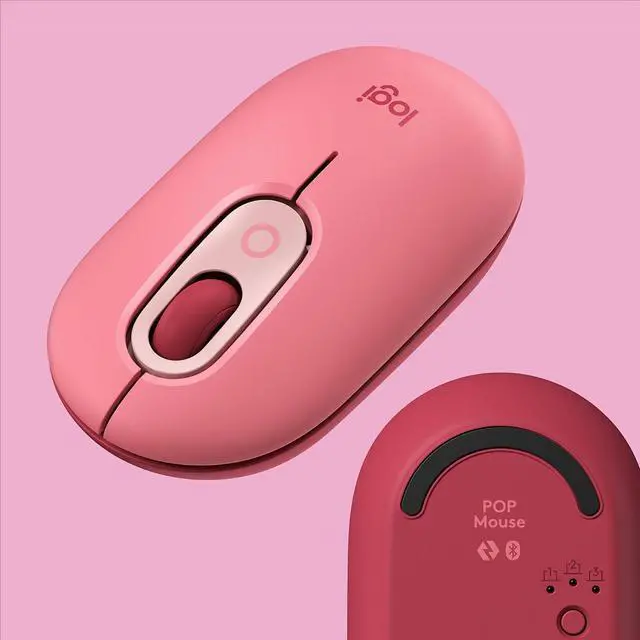 Alt view image 11 of 11 - Logitech Pop Mouse, Wireless Mouse With Customizable Emojis, Silenttouch Technology, Precision/Speed Scroll, Compact Design, Bluetooth, Usb, Multi-Device, Os Compatible - Heartbreaker Rose