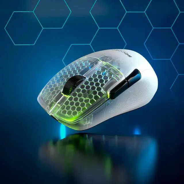 Alt view image 9 of 11 - ROCCAT Kone Pro Air Gaming PC Wireless Mouse, Bluetooth Ergonomic Performance Computer Mouse with 19K DPI Optical Sensor, AIMO RGB Lighting & Aluminum Scroll Wheel, 100+ Hour Battery Life, White
