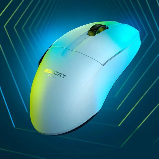 Alt view image 10 of 11 - ROCCAT Kone Pro Air Gaming PC Wireless Mouse, Bluetooth Ergonomic Performance Computer Mouse with 19K DPI Optical Sensor, AIMO RGB Lighting & Aluminum Scroll Wheel, 100+ Hour Battery Life, White