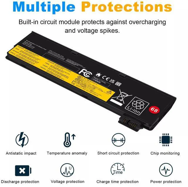 Alt view image 6 of 6 - Tronovia 24Wh 68 Battery For Lenovo ThinkPad X240s X250 X260 X270 T440s T440 T460 45N1125