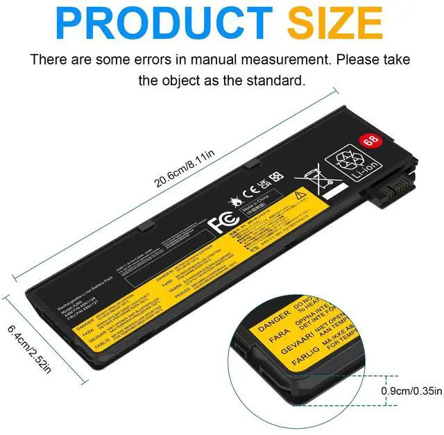 Alt view image 3 of 6 - Tronovia 24Wh 68 Battery For Lenovo ThinkPad X240s X250 X260 X270 T440s T440 T460 45N1125