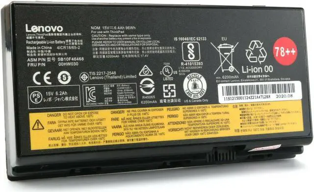 Alt view image 2 of 7 - New Genuine OEM Lenovo Battery 96Wh ThinkPad P70 P71 Series Notebook SB10F46468 78++ 01AV451 4X50K14092 15V  8-Cells 00HW030