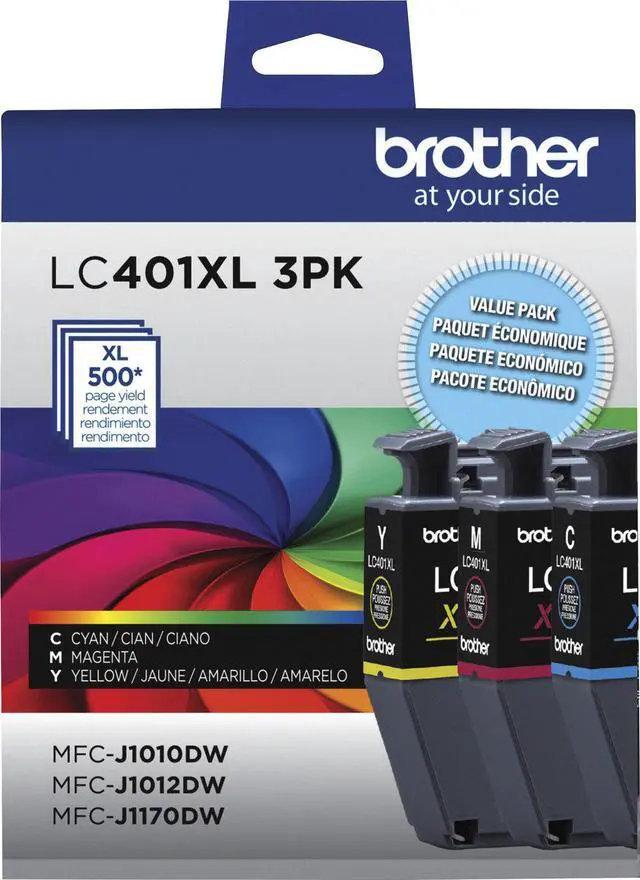 Main image of BROTHER - LC401XL 3PK HIGH-YIELD 3-PACK COLOR INK CARTRIDGES - CYAN, MAGENTA, YELLOW
