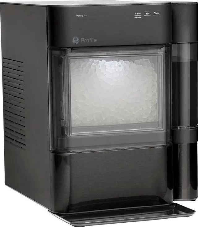 Alt view image 2 of 5 - GE Profile - Opal 2.0 24-lb. Portable Ice maker with Nugget Ice Production, Side Tank, and Built-in WiFi - Black stainless steel