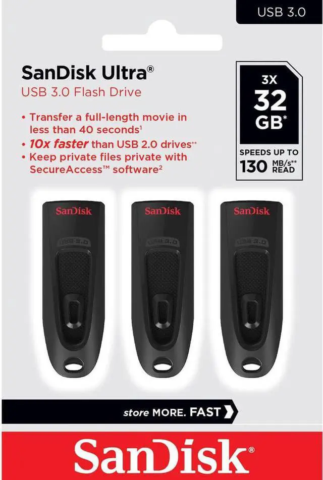 Alt view image 2 of 3 - SanDisk - Ultra 32GB USB 3.0 Flash Drive with Hardware Encryption (3-Pack)