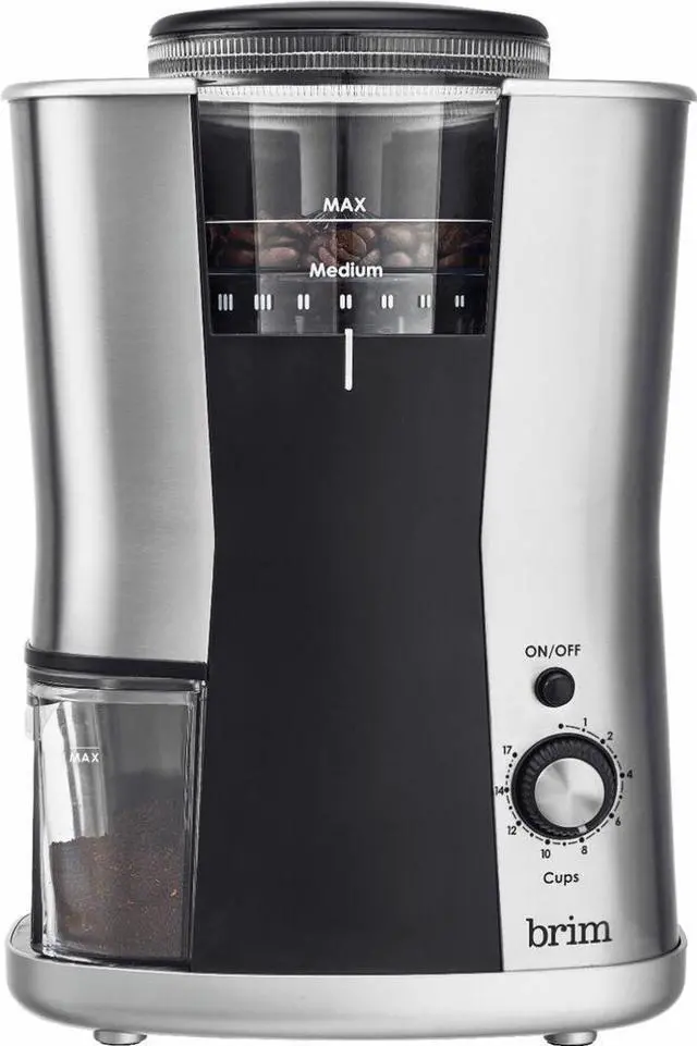 Main image of BRIM - 6.4-OZ. CONICAL BURR COFFEE GRINDER - STAINLESS STEEL