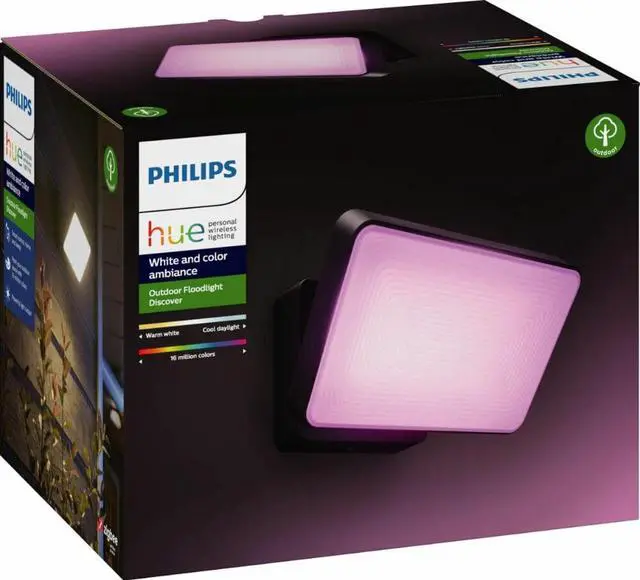 Main image of PHILIPS - HUE WHITE AND COLOR AMBIANCE DISCOVER OUTDOOR FLOODLIGHT - BLACK