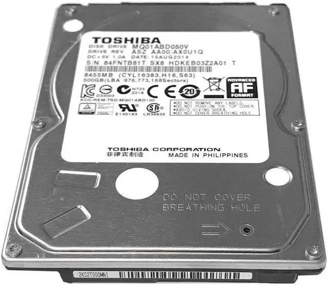 Alt view image 4 of 4 - Toshiba 500GB 5400RPM 8MB Cache 9.5mm SATA 3.0Gb/s 2.5" Notebook Hard Drive