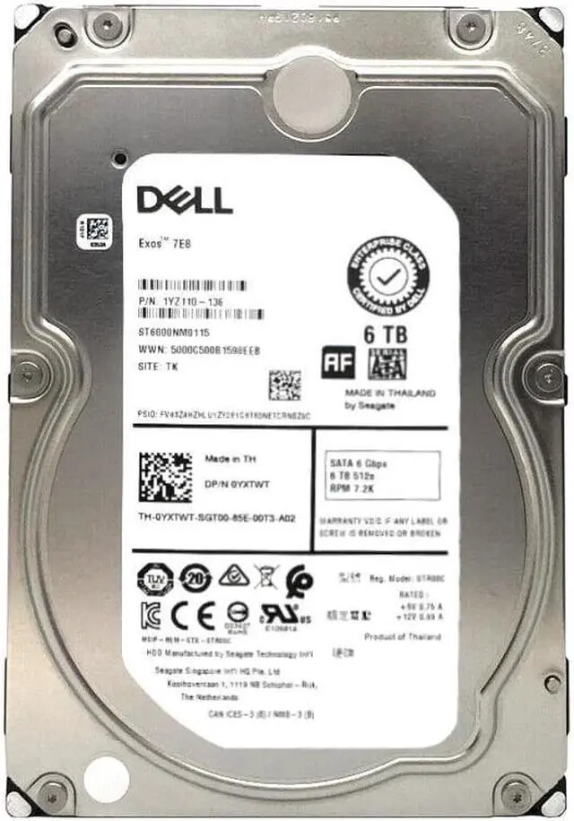Alt view image 2 of 6 - DELL/Seagate Exos 7E8 ST6000NM0115 6TB 7200RPM 6Gb/s 3.5" Enterprise Hard Drive