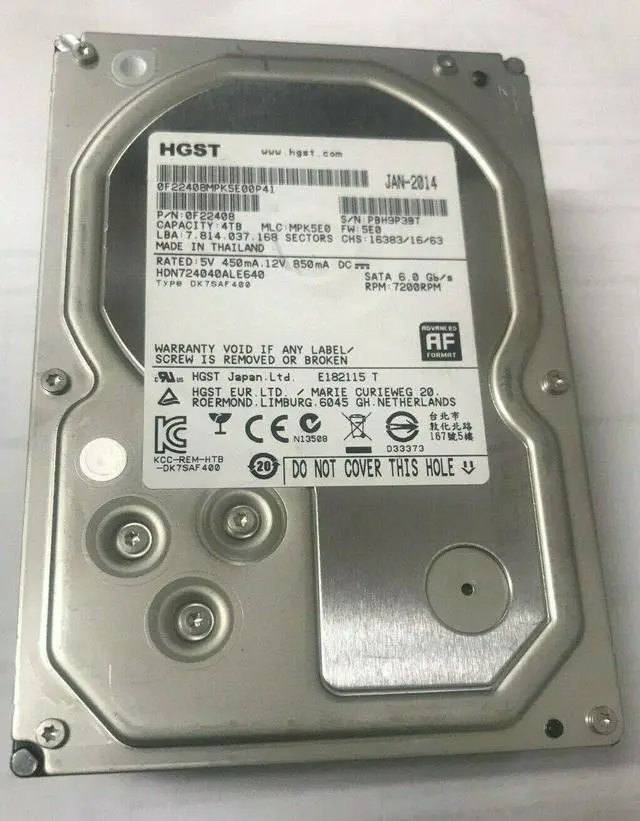 Main image of HGST Ultrastar HDN724040ALE640 0F22408 MPK5E0 - 4TB 64MB Cache 7200RPM SATA 3.5