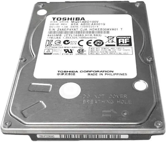 TOSHIBA 1TB MQ01ABD100V 5400RPM SATA 3.0Gb/s 2.5