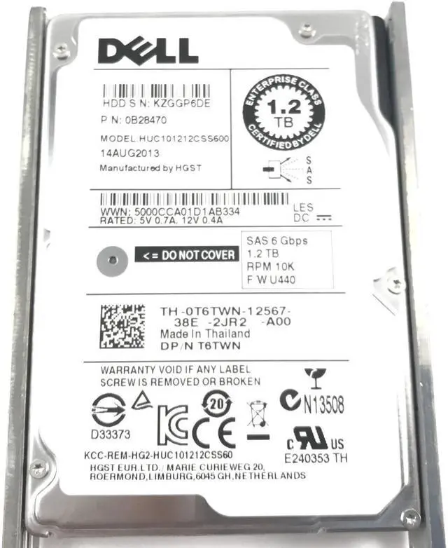 Alt view image 2 of 3 - T6TWN Dell Enterprise  2.5'' Hard Drive w/ tray 1.2TB 10K 6Gbps SAS