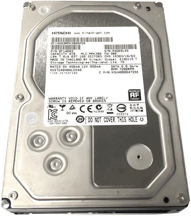 Main image of HUS724040ALE640 Hitachi 6G/bs 4TB 7.2K 3.5'' Hard Drive SATA