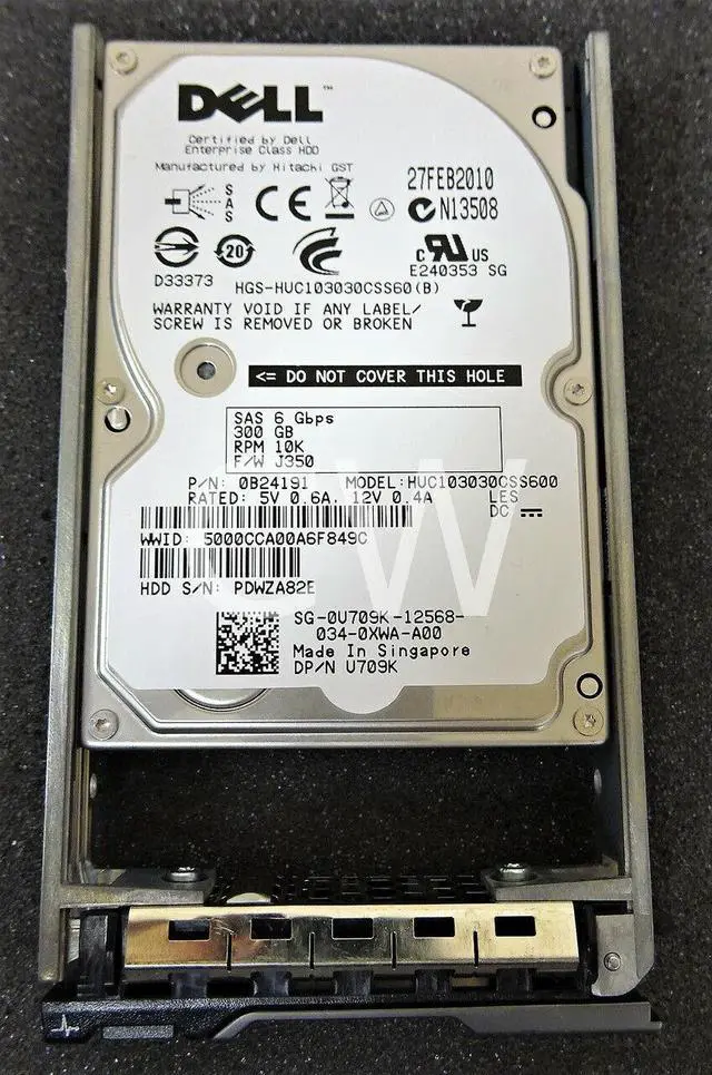 Main image of Dell U709K 0U709K 300GB 10K 6G 2.5in SAS Hard Drive HUC103030CSS600 With Tray