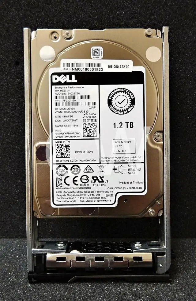 Main image of (NOT FOR HOME PC!) FR6W6 ST1200MM0198 Dell 1.2TB 10K RPM 12Gb/s 2.5" SAS SERVER Hard Drive W/R Tray - OEM