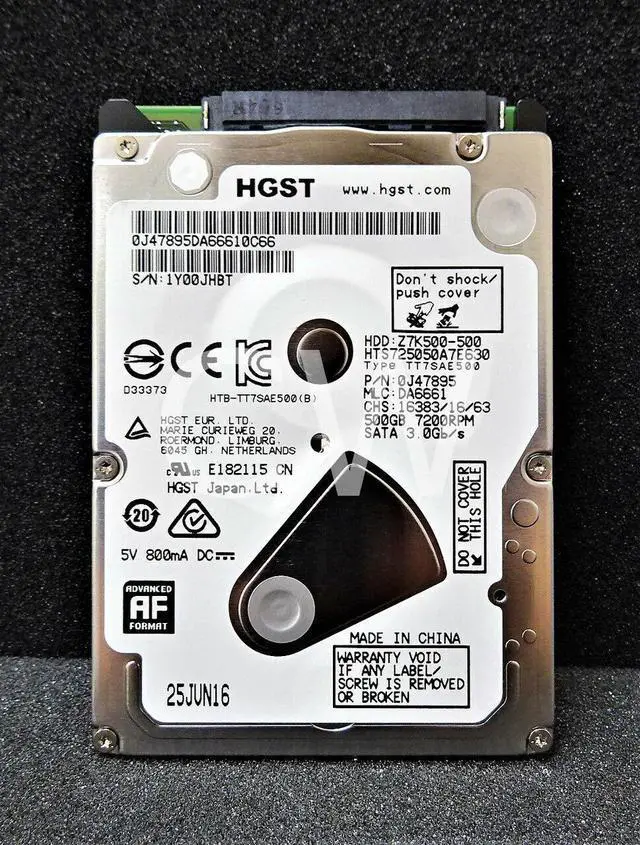 Alt view image 2 of 2 - Hitachi HTS725050A7E630 500GB 7.2K 3G 32MB 2.5" SATA Laptop HDD