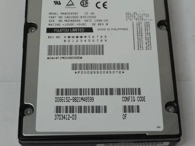 Alt view image 4 of 5 - HDD, 4.2GB SCSI, FUJITSU MAB3045SC P/N: CA01606-B35100SD