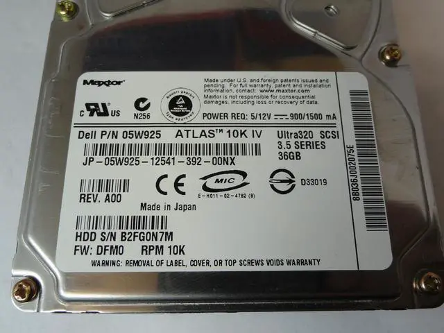 Alt view image 4 of 4 - Maxtor 8B036J0 Atlas 10K IV 36.70 GB Hard Drive - 3.5" Internal - SCSI (Ultra320 SCSI)