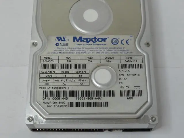 Alt view image 4 of 5 - 90645D3 MAXTOR 6.4GB 5400RPM IDE HARD DRIVE