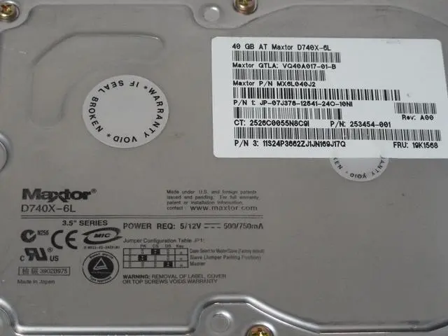 Alt view image 3 of 3 - Maxtor Compaq Dell IBM 40GB IDE 7200rpm 3.5in HDD ( VQ40A013 MX6L040J2 7J378 07J378 253454-001 24P3662 19K1568 Maxtor Dell IBM)