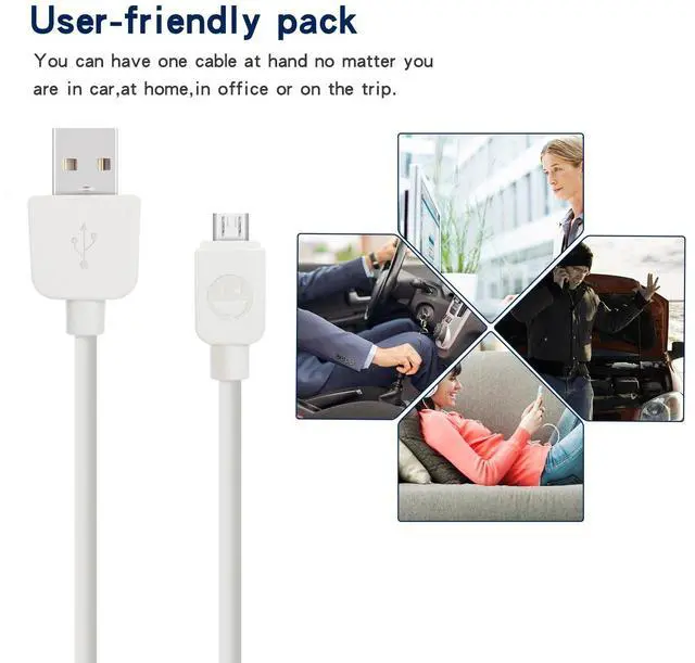 Alt view image 5 of 7 - Micro USB Cable (5-Pack, 6FT) Android Charger, Long Android Phone Charger Cord for Samsung Galaxy S7 S6 Edge J7 S5,Note 5 4,LG 4 K40 K20,MP3,Kindle,Tablet,White