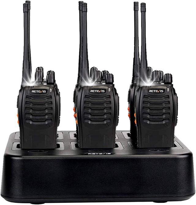 Case of 6,Retevis H-777 Walkie Talkies for Adults Long Range, Rechargeable  Two-Way Radios,with 6-Way Multi Unit Charger,Flashlight Handheld Business  Way Radios