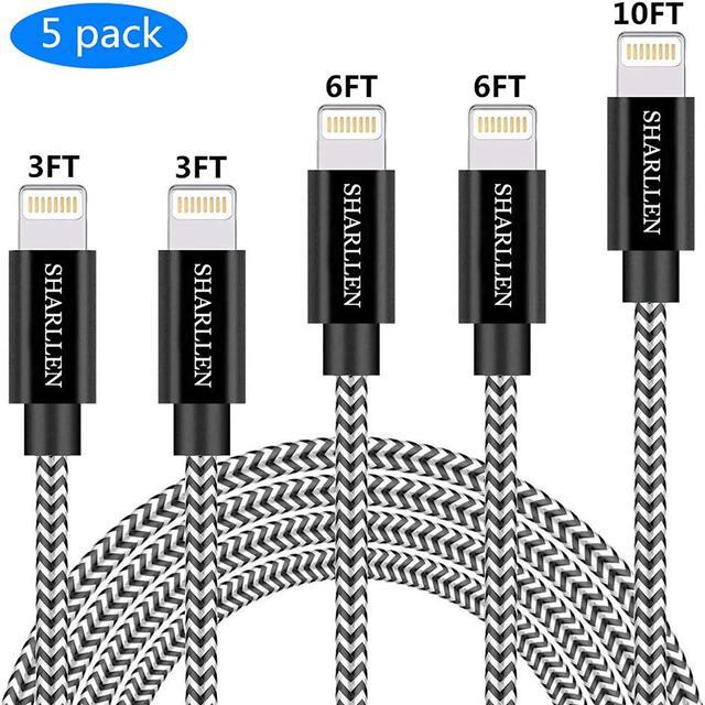 iPhone Charger Lightning Cable - ,5 Pack (2 x 3FT, 2 x 6FT, 10FT) USB  Cable, For Apple iPhone xs, xs Max, xr, x,8,8Plus,7,7Plus,6S,6SPlus, iPad  Air