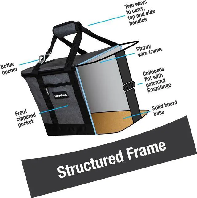 Alt view image 4 of 7 - CleverMade Collapsible Cooler Bag: Insulated Leakproof 50 Can Soft Sided Port...