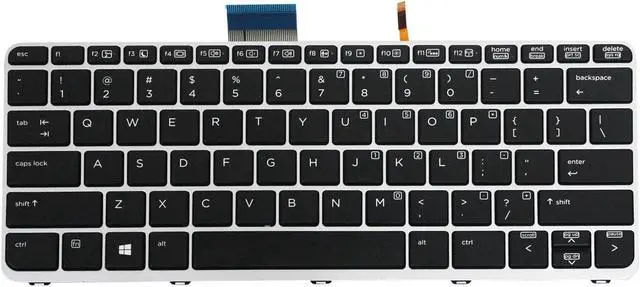 Main image of US Keyboard Backlit Silver Frame for HP Elitebook Folio 1020 G1 Laptop Black