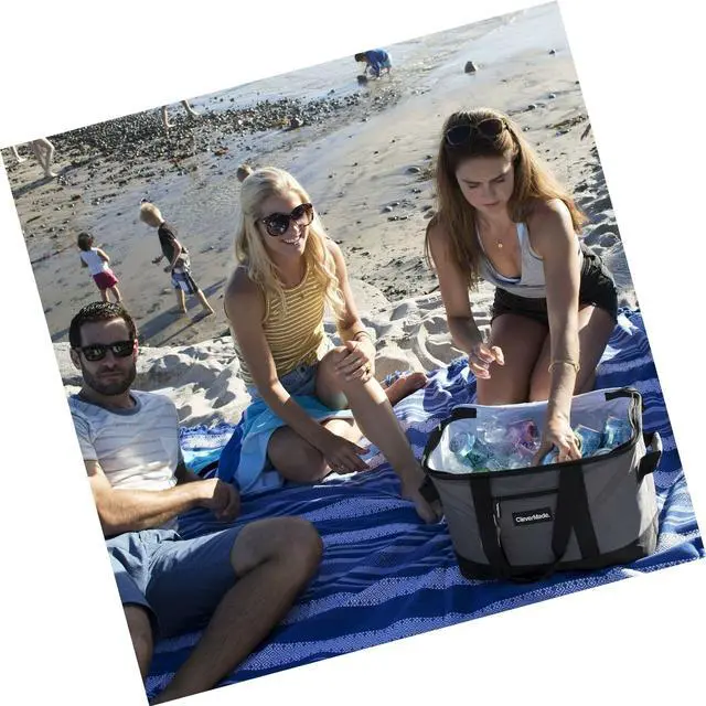 Alt view image 7 of 7 - CleverMade Collapsible Cooler Bag: Insulated Leakproof 50 Can Soft Sided Port...