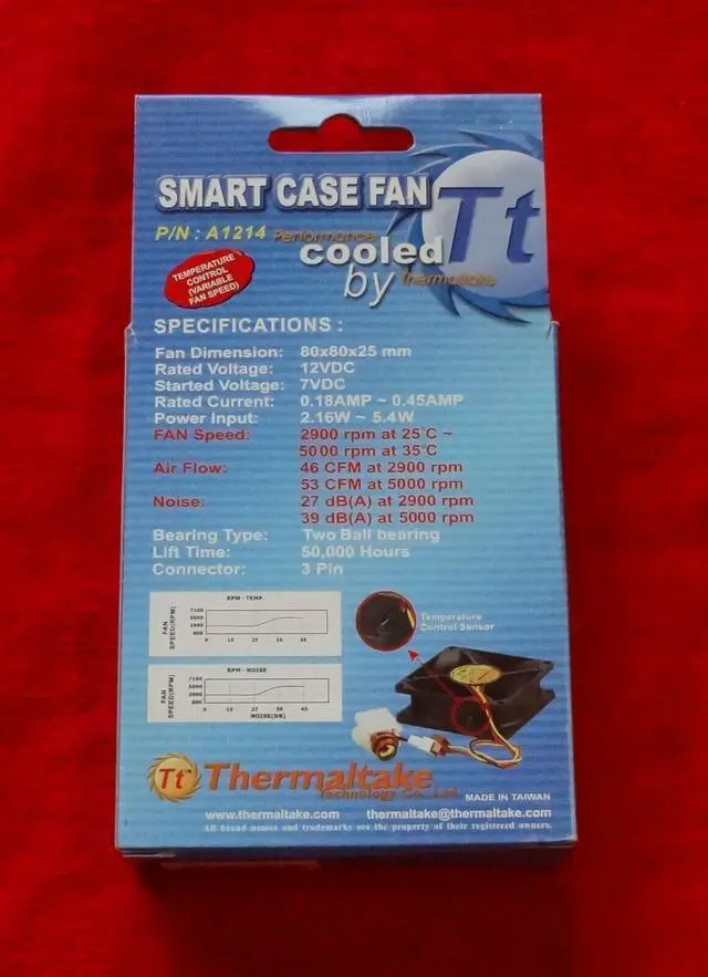 Alt view image 3 of 3 - Thermaltake 80mm x 25mm Smart Case Fan w/ Thermal Control By Temperature A1214