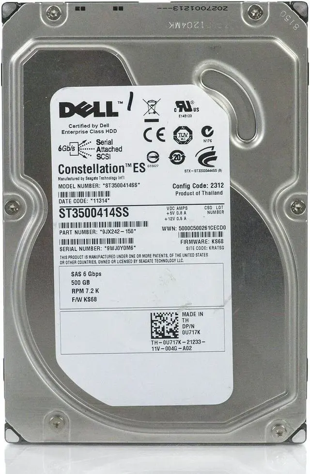 Alt view image 7 of 12 - Dell-IMSourcing U717K 500 GB Hard Drive - 3.5" Internal - Near Line SAS (NL-SAS)