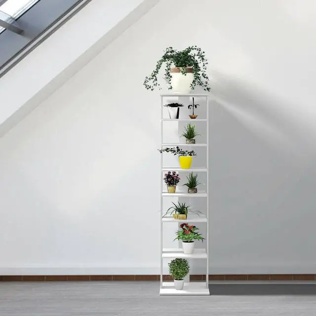 Alt view image 2 of 7 - Costway Wooden Shoes Storage Stand 7 Tiers Shoe Rack Organizer Multi-shoe Rack Shoe box White