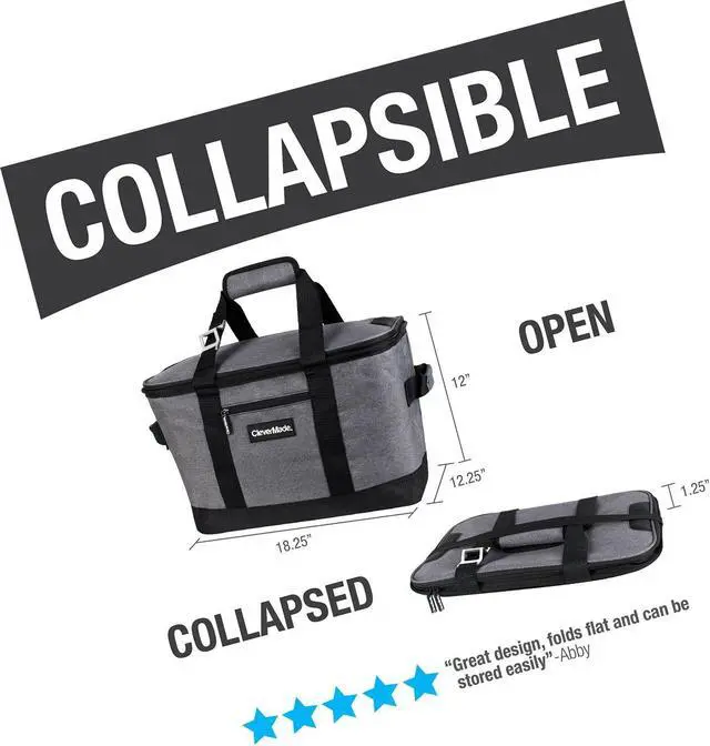 Alt view image 2 of 7 - CleverMade Collapsible Cooler Bag: Insulated Leakproof 50 Can Soft Sided Port...